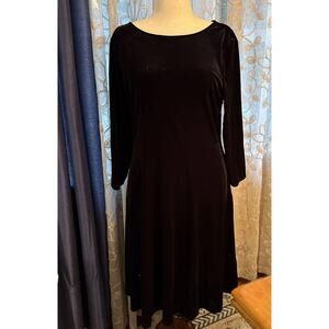 Talbots Black Velour Dress - Stretch fabric, Size 16  new with tags